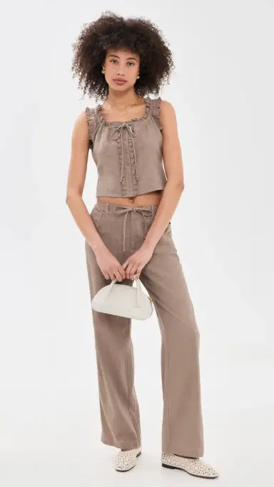 LE JEAN inen Ruffle Cami Driftwood | Thumbnail 5 LE JEAN inen Ruffle Cami Driftwood | Thumbnail 5