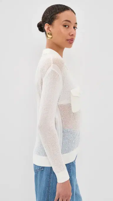 L'Agence Carine Pointelle Collared Sweater | Thumbnail 4 L'Agence Carine Pointelle Collared Sweater | Thumbnail 4