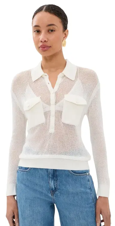 L'Agence Carine Pointelle Collared Sweater | Thumbnail 1 L'Agence Carine Pointelle Collared Sweater | Thumbnail 1