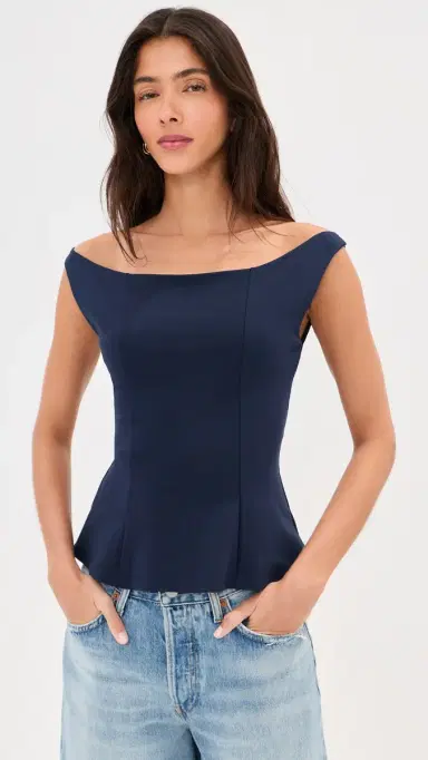 LE BOP Ponte Off houlder Top Navy | Thumbnail 2 LE BOP Ponte Off houlder Top Navy | Thumbnail 2