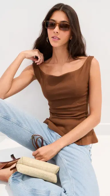 LE BOP Ponte Off houlder Top Chocolate | Thumbnail 2 LE BOP Ponte Off houlder Top Chocolate | Thumbnail 2