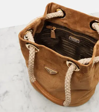 Prada Mariner Small suede bucket bag | Thumbnail 4 Prada Mariner Small suede bucket bag | Thumbnail 4
