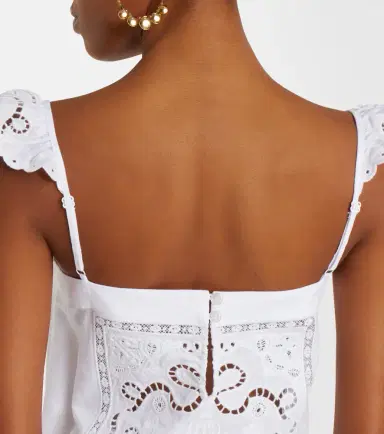 Self-Portrait Embroidered linen and cotton organza romper | Thumbnail 4 Self-Portrait Embroidered linen and cotton organza romper | Thumbnail 4