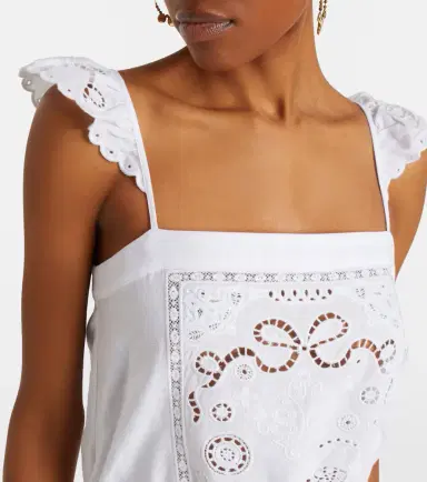 Self-Portrait Embroidered linen and cotton organza romper | Thumbnail 6 Self-Portrait Embroidered linen and cotton organza romper | Thumbnail 6