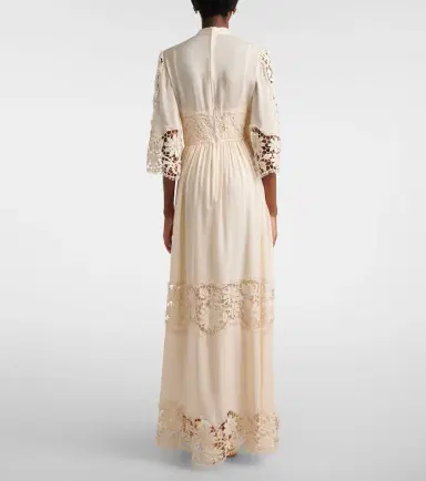 Elie Saab Georgette and macramé gown | Thumbnail 4 Elie Saab Georgette and macramé gown | Thumbnail 4