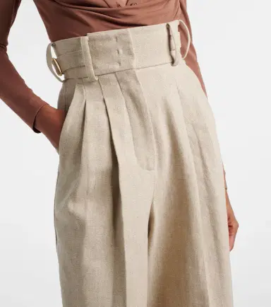 Elie Saab Linen and cotton canvas wide-leg pants | Thumbnail 4 Elie Saab Linen and cotton canvas wide-leg pants | Thumbnail 4