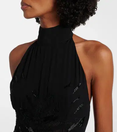 Blumarine Embellished georgette and lace maxi dress | Thumbnail 4 Blumarine Embellished georgette and lace maxi dress | Thumbnail 4