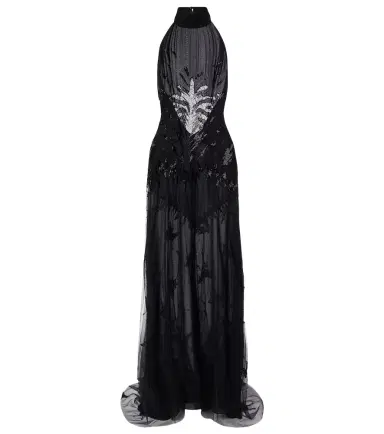 Blumarine Embellished georgette and lace maxi dress | Thumbnail 1 Blumarine Embellished georgette and lace maxi dress | Thumbnail 1