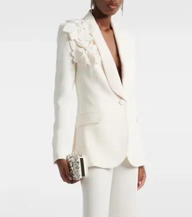 Elie Saab Floral-appliqué cady blazer | Thumbnail 2 Elie Saab Floral-appliqué cady blazer | Thumbnail 2