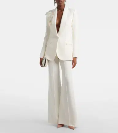 Elie Saab Floral-appliqué cady blazer | Thumbnail 3 Elie Saab Floral-appliqué cady blazer | Thumbnail 3