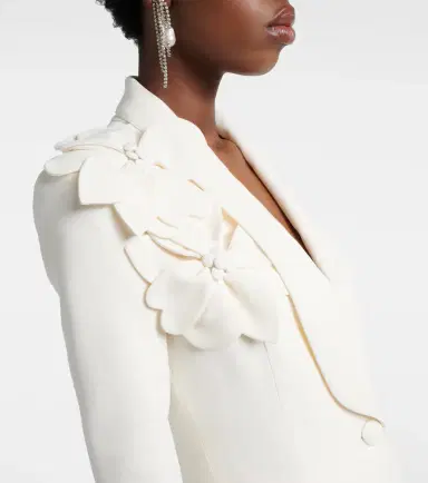 Elie Saab Floral-appliqué cady blazer | Thumbnail 4 Elie Saab Floral-appliqué cady blazer | Thumbnail 4