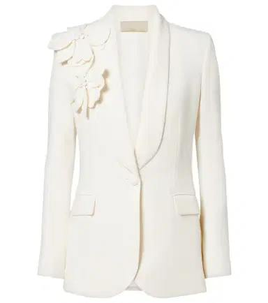 Elie Saab Floral-appliqué cady blazer | Thumbnail 1 Elie Saab Floral-appliqué cady blazer | Thumbnail 1
