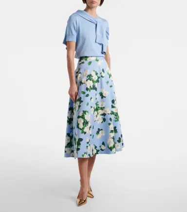 Carolina Herrera Floral faille midi skirt | Thumbnail 4 Carolina Herrera Floral faille midi skirt | Thumbnail 4