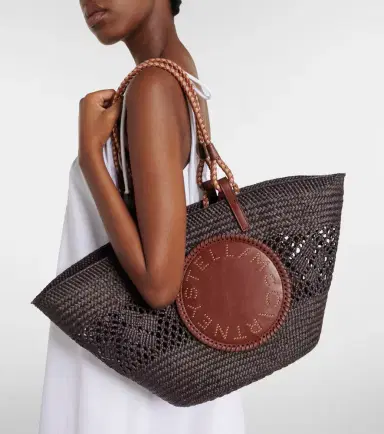 Stella McCartney Logo Large raffia basket bag | Thumbnail 4 Stella McCartney Logo Large raffia basket bag | Thumbnail 4