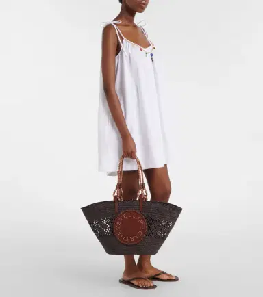 Stella McCartney Logo Large raffia basket bag | Thumbnail 6 Stella McCartney Logo Large raffia basket bag | Thumbnail 6