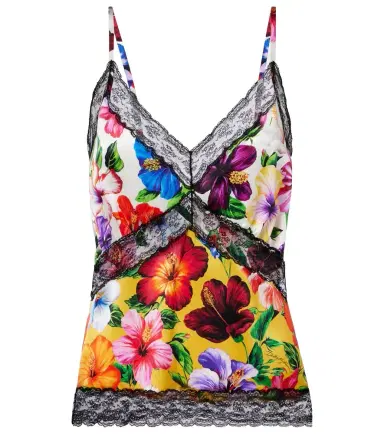Dolce & Gabbana Floral lace-trimmed silk-blend camisole | Thumbnail 1 Dolce & Gabbana Floral lace-trimmed silk-blend camisole | Thumbnail 1