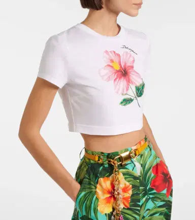 Dolce & Gabbana Floral cotton crop top | Thumbnail 3 Dolce & Gabbana Floral cotton crop top | Thumbnail 3