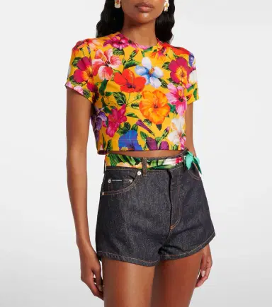 Dolce & Gabbana Floral cotton crop top | Thumbnail 3 Dolce & Gabbana Floral cotton crop top | Thumbnail 3