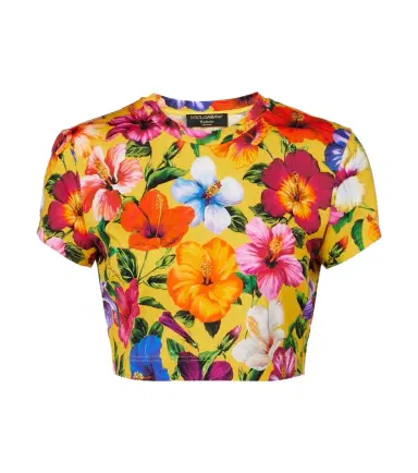 Dolce & Gabbana Floral cotton crop top | Thumbnail 1 Dolce & Gabbana Floral cotton crop top | Thumbnail 1