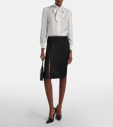 Gucci Pinstripe tie-neck silk shirt | Thumbnail 2 Gucci Pinstripe tie-neck silk shirt | Thumbnail 2
