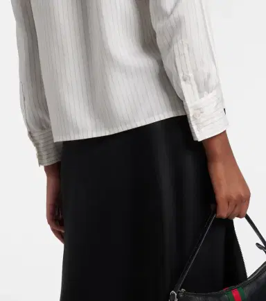 Gucci Pinstripe tie-neck silk shirt | Thumbnail 3 Gucci Pinstripe tie-neck silk shirt | Thumbnail 3