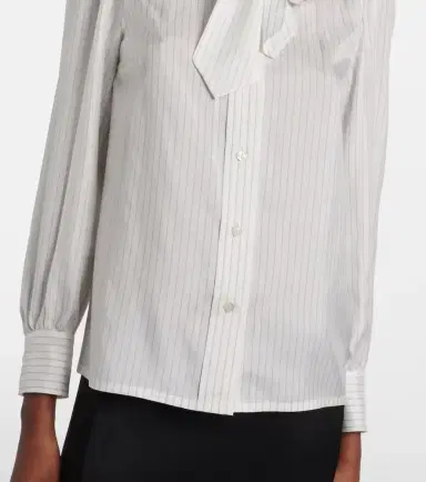 Gucci Pinstripe tie-neck silk shirt | Thumbnail 4 Gucci Pinstripe tie-neck silk shirt | Thumbnail 4