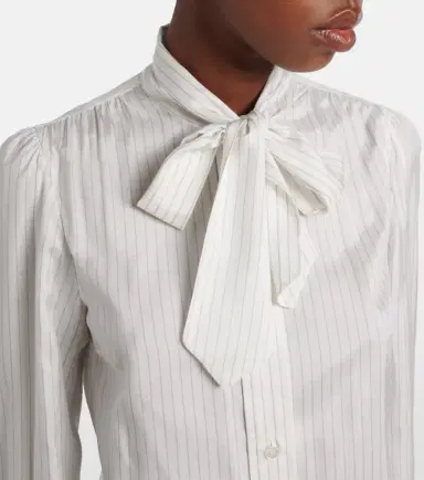 Gucci Pinstripe tie-neck silk shirt | Thumbnail 5 Gucci Pinstripe tie-neck silk shirt | Thumbnail 5