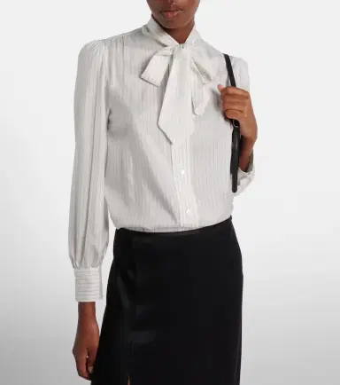 Gucci Pinstripe tie-neck silk shirt | Thumbnail 6 Gucci Pinstripe tie-neck silk shirt | Thumbnail 6