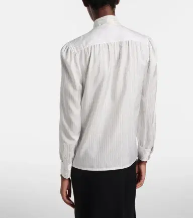 Gucci Pinstripe tie-neck silk shirt | Thumbnail 7 Gucci Pinstripe tie-neck silk shirt | Thumbnail 7