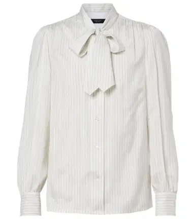 Gucci Pinstripe tie-neck silk shirt | Thumbnail 1 Gucci Pinstripe tie-neck silk shirt | Thumbnail 1