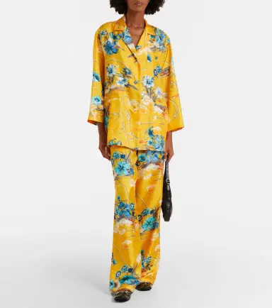 Gucci Floral silk twill wide-leg pants | Thumbnail 3 Gucci Floral silk twill wide-leg pants | Thumbnail 3