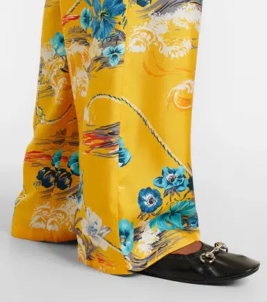 Gucci Floral silk twill wide-leg pants | Thumbnail 5 Gucci Floral silk twill wide-leg pants | Thumbnail 5