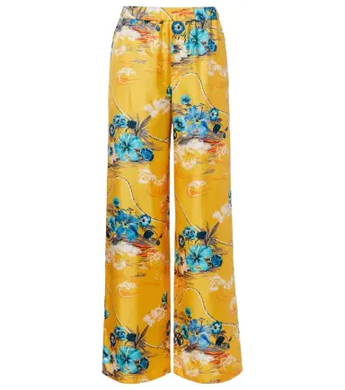 Gucci Floral silk twill wide-leg pants | Thumbnail 1 Gucci Floral silk twill wide-leg pants | Thumbnail 1