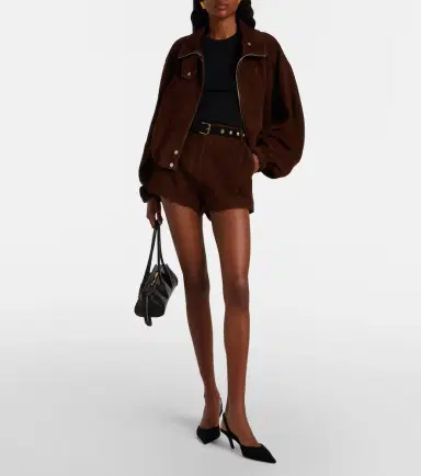Nour Hammour Leontine suede shorts | Thumbnail 2 Nour Hammour Leontine suede shorts | Thumbnail 2