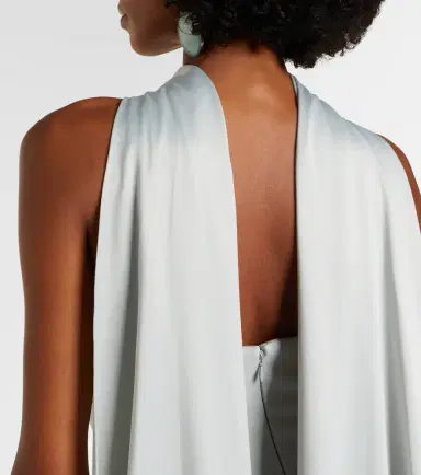 Solace London Cece halterneck crêpe and satin gown | Thumbnail 2 Solace London Cece halterneck crêpe and satin gown | Thumbnail 2