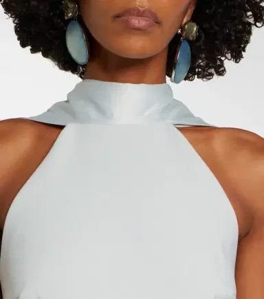 Solace London Cece halterneck crêpe and satin gown | Thumbnail 3 Solace London Cece halterneck crêpe and satin gown | Thumbnail 3