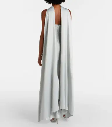 Solace London Cece halterneck crêpe and satin gown | Thumbnail 5 Solace London Cece halterneck crêpe and satin gown | Thumbnail 5