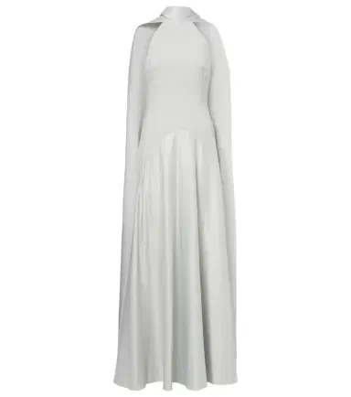 Solace London Cece halterneck crêpe and satin gown | Thumbnail 1 Solace London Cece halterneck crêpe and satin gown | Thumbnail 1