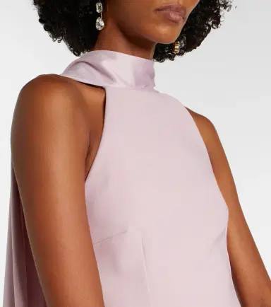 Solace London Cece halterneck crêpe and satin gown | Thumbnail 3 Solace London Cece halterneck crêpe and satin gown | Thumbnail 3