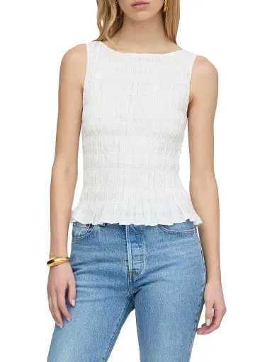 Hill House Home Women's The Phoebe Nap Top - White Crinkle Check - Size XXL | Thumbnail 4 Hill House Home Women's The Phoebe Nap Top - White Crinkle Check - Size XXL | Thumbnail 4