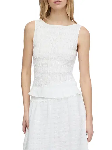 Hill House Home Women's The Phoebe Nap Top - White Crinkle Check - Size XXL | Thumbnail 1 Hill House Home Women's The Phoebe Nap Top - White Crinkle Check - Size XXL | Thumbnail 1