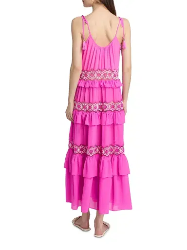 Ramy Brook Women's Lisbeth Embroidered Tiered Cover-Up Dress - Radiant Pink | Thumbnail 5 Ramy Brook Women's Lisbeth Embroidered Tiered Cover-Up Dress - Radiant Pink | Thumbnail 5