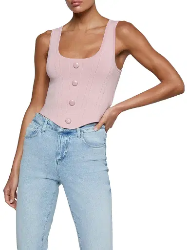 L'AGENCE Women's Dove Knit Scoopneck Corset Top - Misty Rose | Thumbnail 3 L'AGENCE Women's Dove Knit Scoopneck Corset Top - Misty Rose | Thumbnail 3