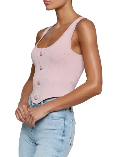 L'AGENCE Women's Dove Knit Scoopneck Corset Top - Misty Rose | Thumbnail 4 L'AGENCE Women's Dove Knit Scoopneck Corset Top - Misty Rose | Thumbnail 4