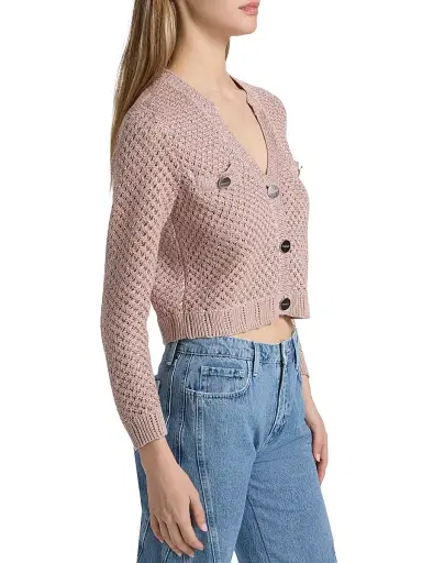 L'AGENCE Women's Blanca Sequined Crop Cardigan - Adobe Rose | Thumbnail 4 L'AGENCE Women's Blanca Sequined Crop Cardigan - Adobe Rose | Thumbnail 4