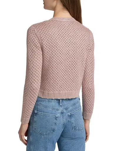 L'AGENCE Women's Blanca Sequined Crop Cardigan - Adobe Rose | Thumbnail 5 L'AGENCE Women's Blanca Sequined Crop Cardigan - Adobe Rose | Thumbnail 5