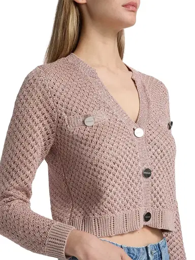 L'AGENCE Women's Blanca Sequined Crop Cardigan - Adobe Rose | Thumbnail 6 L'AGENCE Women's Blanca Sequined Crop Cardigan - Adobe Rose | Thumbnail 6