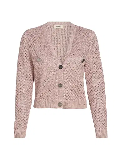 L'AGENCE Women's Blanca Sequined Crop Cardigan - Adobe Rose | Thumbnail 1 L'AGENCE Women's Blanca Sequined Crop Cardigan - Adobe Rose | Thumbnail 1