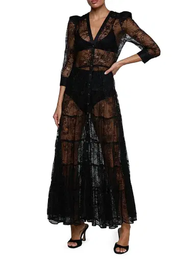 L'AGENCE Women's Seraphina Sheer Lace Maxi Dress - Black | Thumbnail 2 L'AGENCE Women's Seraphina Sheer Lace Maxi Dress - Black | Thumbnail 2
