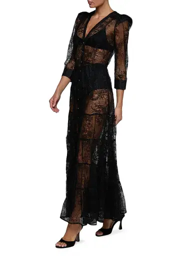 L'AGENCE Women's Seraphina Sheer Lace Maxi Dress - Black | Thumbnail 3 L'AGENCE Women's Seraphina Sheer Lace Maxi Dress - Black | Thumbnail 3